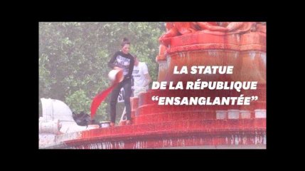 La statue de la République recouverte de faux sang contre les abattoirs