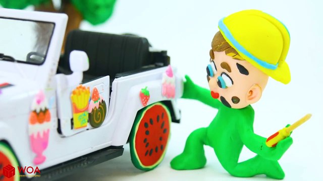 Funny Play Doh Stop Motion Baby Learn Repair Car Toys Watermelon Wheel Play Doh Cartoons For Kids