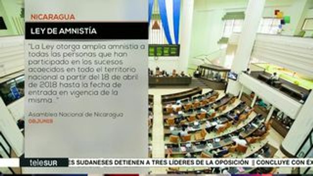 Nicaragua aprueba Ley de Amnistía