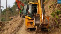 JCB Backhoe, Doosan and JCB Excavator-Working for Hilly Road