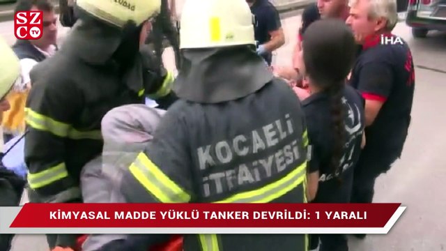 Kocaeli’de kimyasal madde yüklü tanker devrildi