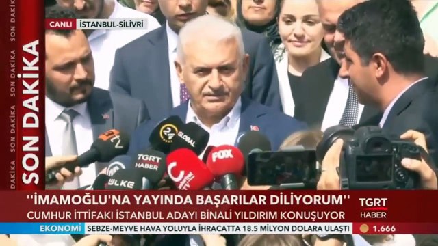 Binali Yıldırım: İmamoğlu'na Yayında Başarılar Diliyorum