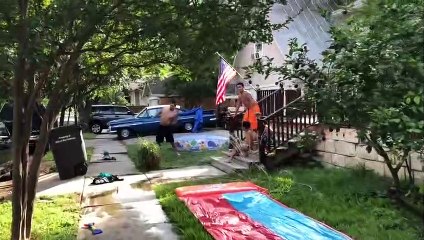 Dad Hurts Himself on Slip and Slide