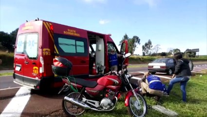 Garupa de moto fica ferida após acidente na BR-467