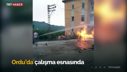 Ordu'da doğalgaz boru hattında yangın