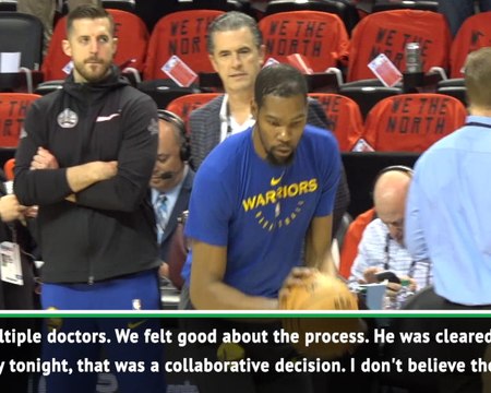 Tearful Warriors GM defends decision to play Durant after injury