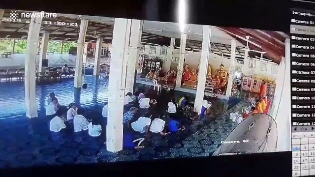 Mass brawl erupts at Buddhist temple when angry monk attacks colleagues with knife