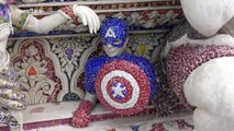 Buddhist temple in Bangkok has statues of David Beckham and Captain America engraved into its altar