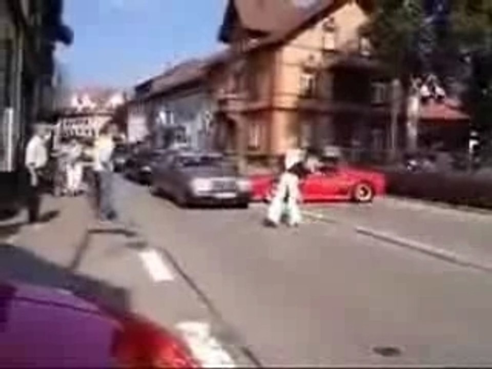 stupid driver Crash's a ferrari too slowley