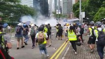 Demonstrators and police clash during Hong Kong anti-extradition protests