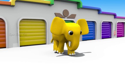 Cartoons Elephants Garage to Learn Colors for Children