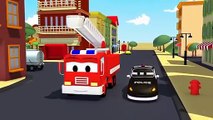 La Super Patrouille: camion de pompier et voiture de police, et la Voiture de Course à Car City