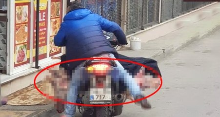 Gören şaşkına döndü! Motosikletine yüklediği ambalajsız et ile yolculuk yaptı