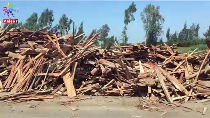 فى وضح النهار .. إشعال النيران فى الأخشاب بطريق المحلة زفتى