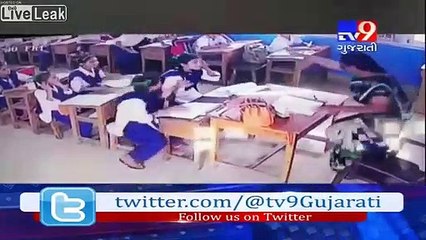 Une élève se prend un ventilateur qui se décroche dans la classe