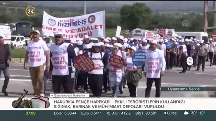 "Emek ve Adalet Yürüyüşü"nü üçüncü gününde de sürdürdüler