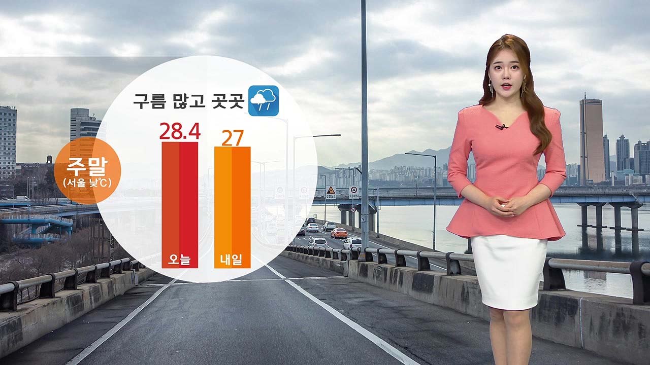 [날씨] 주말 구름 많고 곳곳 비...오늘보다 기온 내려 / YTN