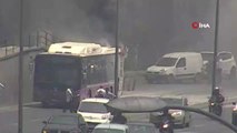 Seyir halindeki otobüs alev aldı, vatandaşlar yangın tüpleriyle müdahale etti