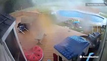 Tornado caught on security camera wreaking havoc to backyard
