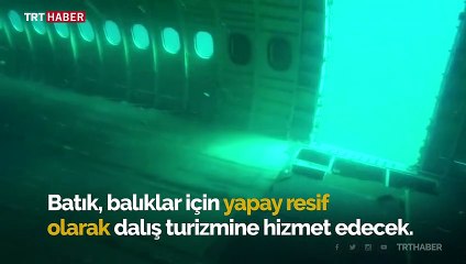 Saros Körfezi'nde batırılan dev uçak su altında görüntülendi