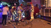 Beşiktaş’ta ticari aracın çarptığı otomobil takla attı; 2 yaralı