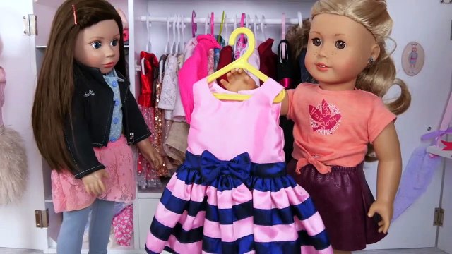 American Girl Baby Dolls Dress up in Doll Bedroom!