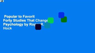 Popular to Favorit  Forty Studies That Changed Psychology by Roger R. Hock