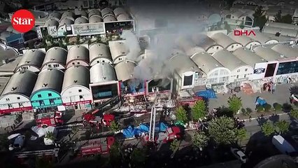 İSTOÇ’ta korkutan yangın!; Havadan böyle görüntülendi...