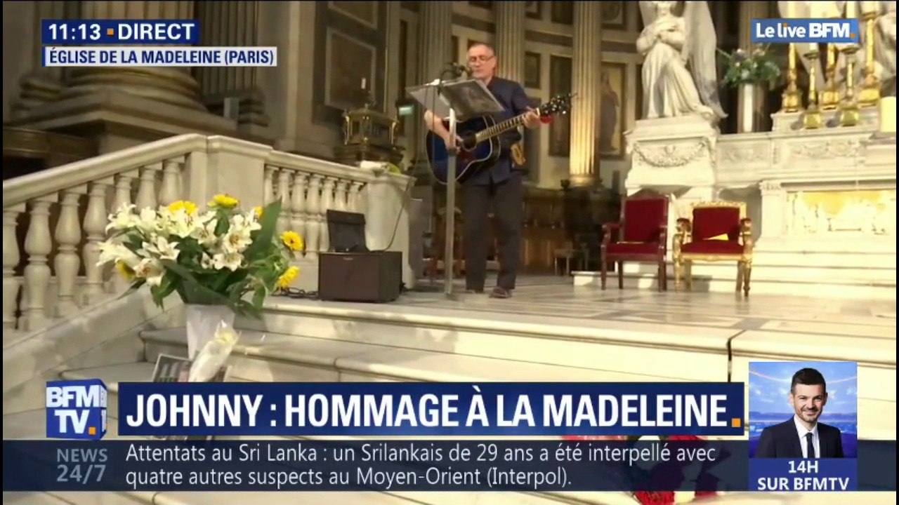Derniers préparatifs à la Madeleine pour l'hommage à Johnny Hallyday