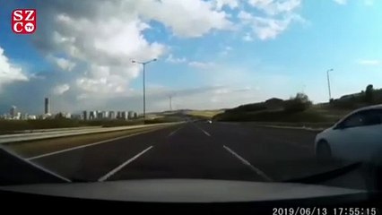 Otobanda U dönüşü yapan sürücü böyle görüntülendi