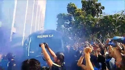 Llegada del Málaga a la Rosaleda y Ambiente Afición