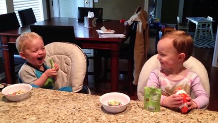 Funny Twins Baby Playing