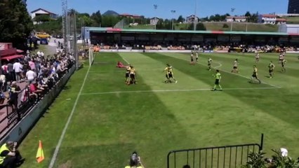 Gol del Portugalete con dedicatoria para Mikel Peña