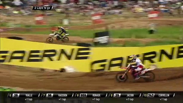Jago Geerts passes Thomas Kjer Olsen - MX2 race 2 MXGP of Latvia 2019