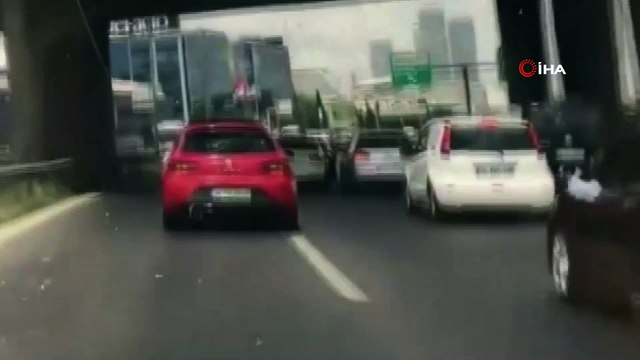 Basın Ekspres yolundaki düğün konvoyunda “makas” terörü kamerada