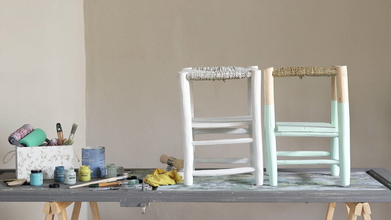 Pinta un taburete con chalk paint