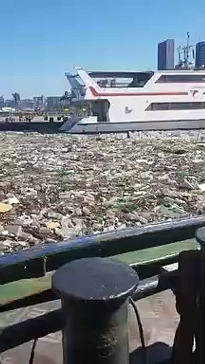 Une marée de déchets plastiques dans un port (Afrique du Sud)