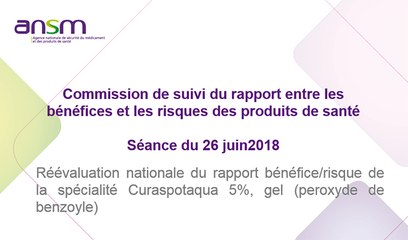 Réévaluation nationale du rapport bénéfice/risque de la spécialité Curaspotaqua 5%, gel (peroxyde de benzoyle)