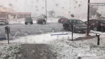 Hail storm makes Colorado parking lot look snow covered