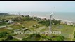 Wind Mills at Frazerganj beach to Susni Beach , Bay of Bengal. West Bengal, Aerial  4K stock footage