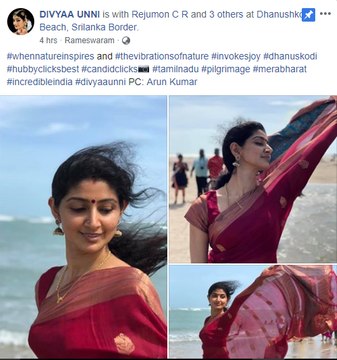 പട്ടുസാരിയുടുത്ത് അതീവ സുന്ദരിയായി ദിവ്യ ഉണ്ണി