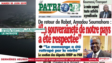 Le Titrologue du 18 Juin 2019 : Amadou Soumahoro, "La souveraineté de notre pays a été respectée"