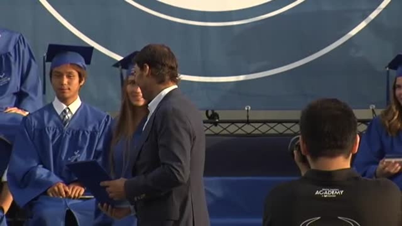 Rafa Nadal, en la graduación de su academia en Manacor