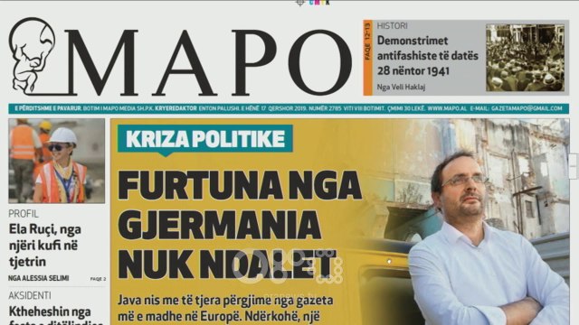 Ora juaj, Shtypi i ditës: Furtuna nga Gjermania nuk ndalet