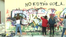 Mural con mensajes en memoria de Laura Luelmo en Valencia