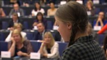 La activista de 16 años Greta Thunberg rompe a llorar en el Parlamento Europeo