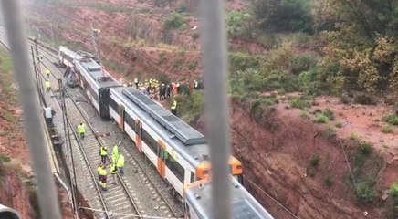 Descarrila un tren en Barcelona