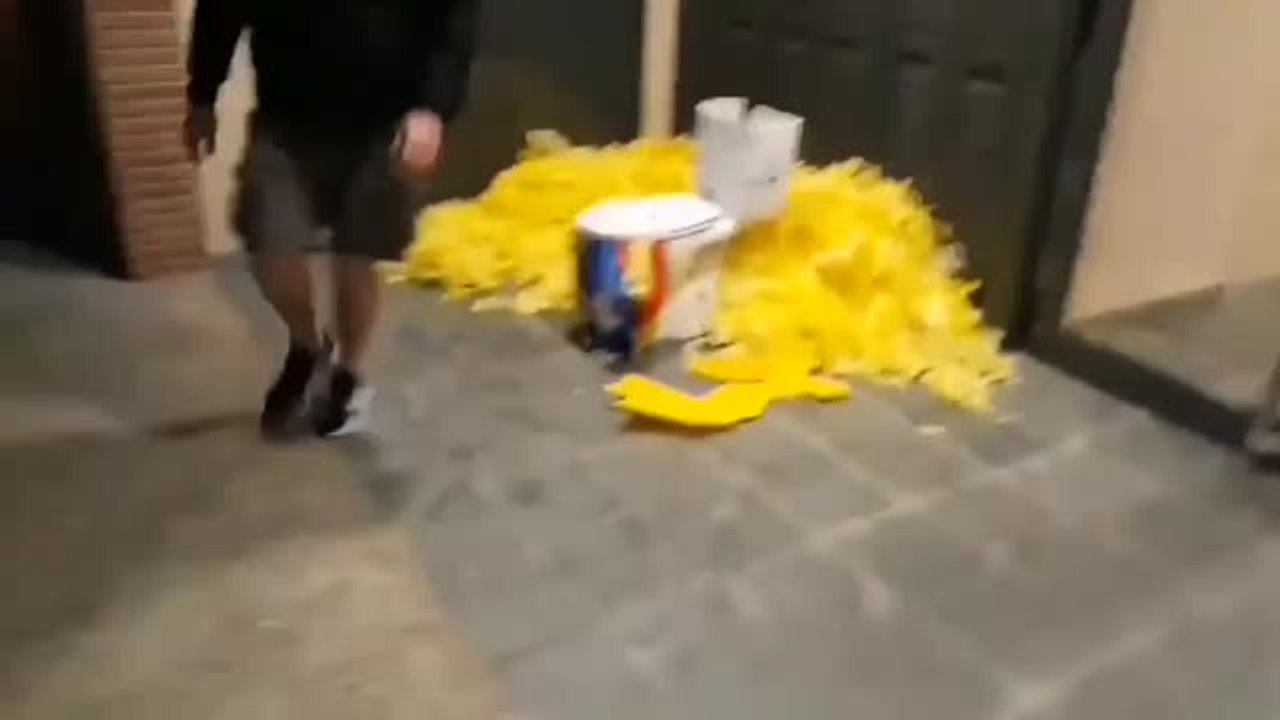 Colocan lazos amarillos y un váter con una estelada en la casa del líder de los Mossos por la República