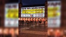Reacciones ante proyección de vídeo de Podemos en Plaza Mayor