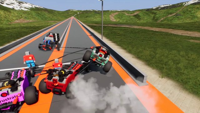 Four Best Friends Have a Lego Race Down a Mountain and Race Track in Lego Brick Rigs